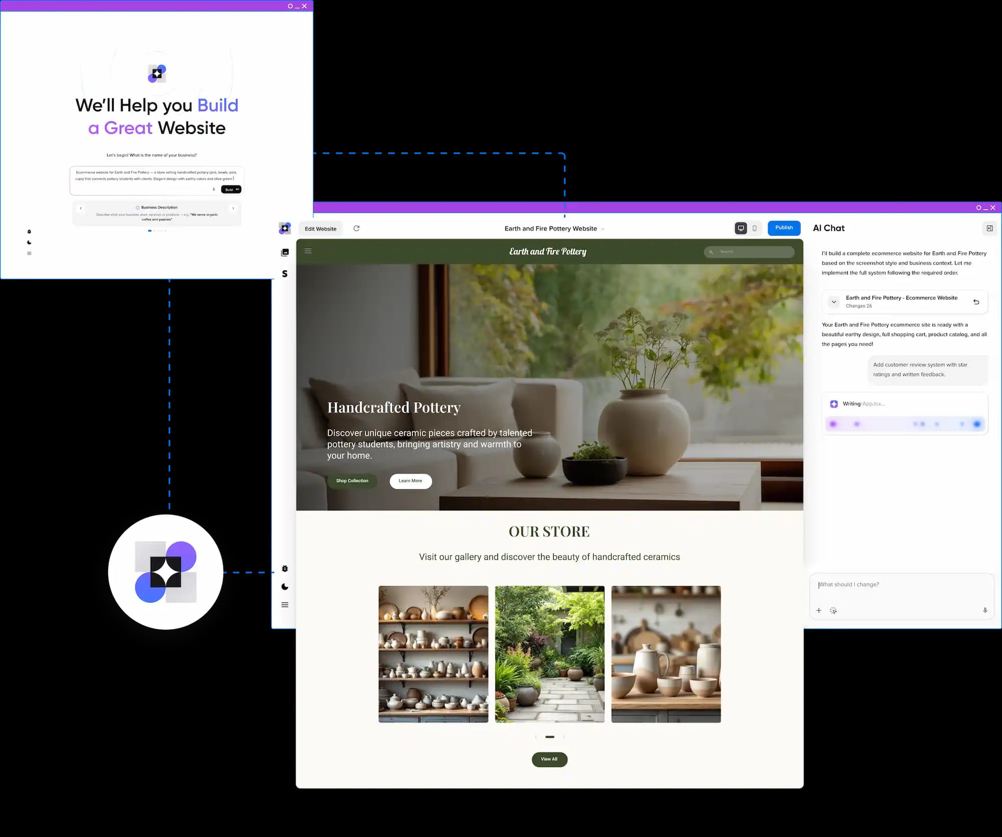 Remixer AI Website Builder — describe your business, then edit with AI chat to build a complete website